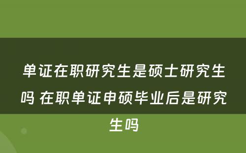 单证在职研究生是硕士研究生吗 在职单证申硕毕业后是研究生吗