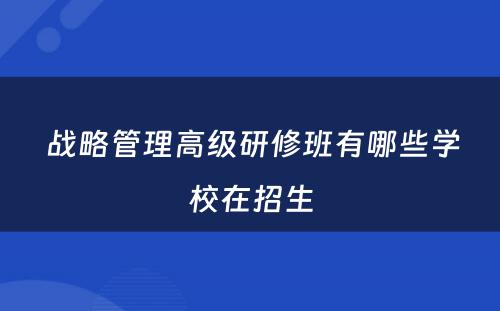  战略管理高级研修班有哪些学校在招生