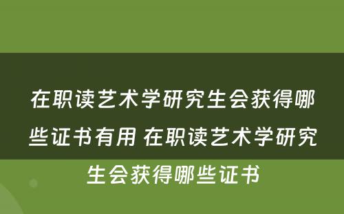 在职读艺术学研究生会获得哪些证书有用 在职读艺术学研究生会获得哪些证书