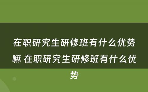 在职研究生研修班有什么优势嘛 在职研究生研修班有什么优势