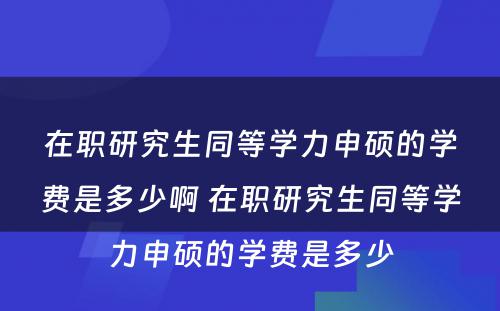 在职研究生同等学力申硕的学费是多少啊 在职研究生同等学力申硕的学费是多少