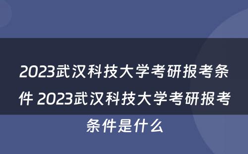 2023武汉科技大学考研报考条件 2023武汉科技大学考研报考条件是什么
