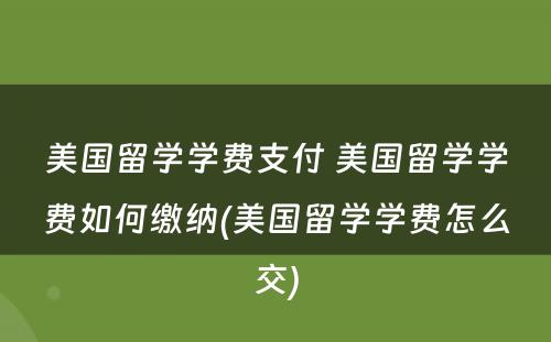 美国留学学费支付 美国留学学费如何缴纳(美国留学学费怎么交)