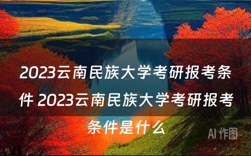 2023云南民族大学考研报考条件 2023云南民族大学考研报考条件是什么
