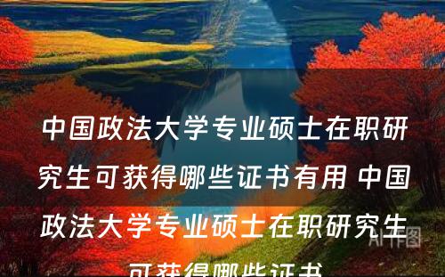 中国政法大学专业硕士在职研究生可获得哪些证书有用 中国政法大学专业硕士在职研究生可获得哪些证书