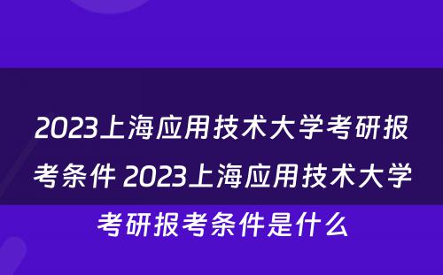 2023上海应用技术大学考研报考条件 2023上海应用技术大学考研报考条件是什么