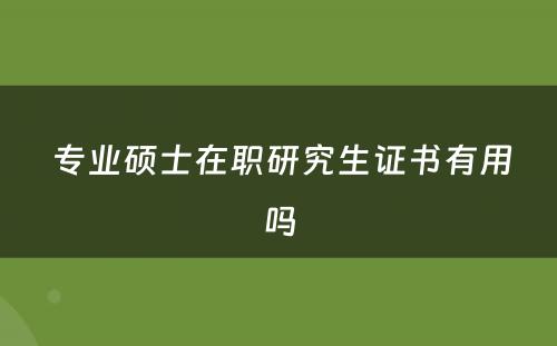  专业硕士在职研究生证书有用吗