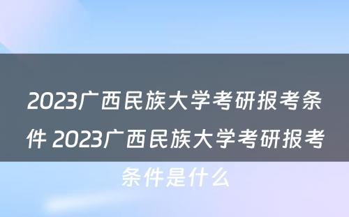 2023广西民族大学考研报考条件 2023广西民族大学考研报考条件是什么
