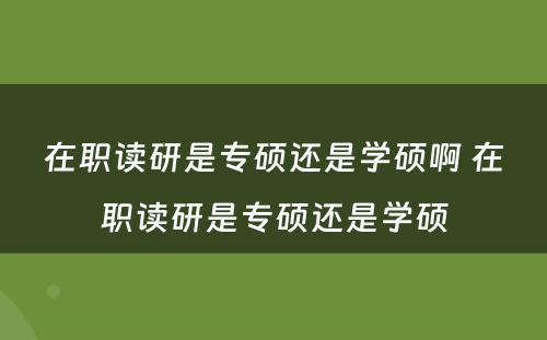 在职读研是专硕还是学硕啊 在职读研是专硕还是学硕