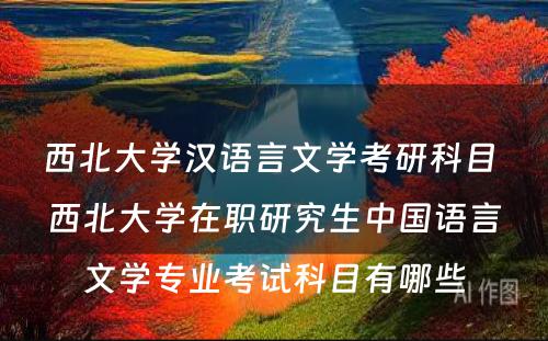 西北大学汉语言文学考研科目 西北大学在职研究生中国语言文学专业考试科目有哪些
