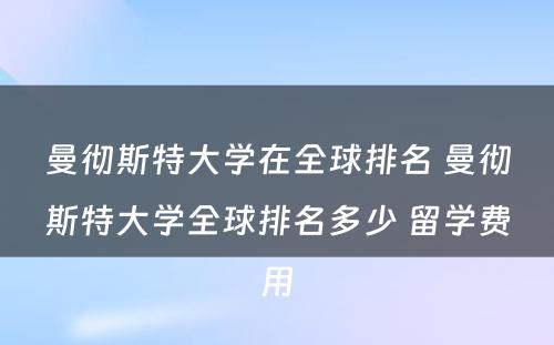 曼彻斯特大学在全球排名 曼彻斯特大学全球排名多少 留学费用