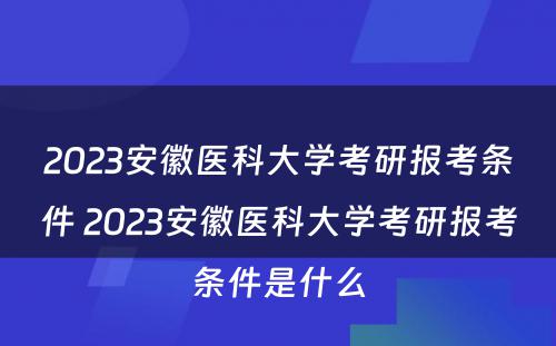 2023安徽医科大学考研报考条件 2023安徽医科大学考研报考条件是什么