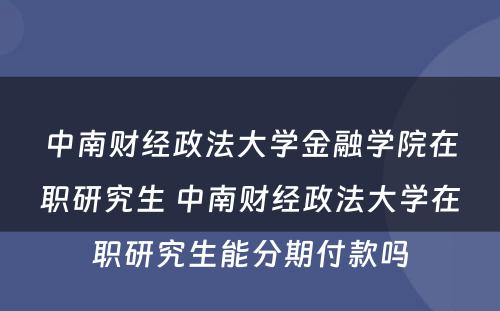 中南财经政法大学金融学院在职研究生 中南财经政法大学在职研究生能分期付款吗