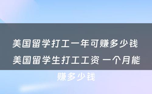 美国留学打工一年可赚多少钱 美国留学生打工工资 一个月能赚多少钱