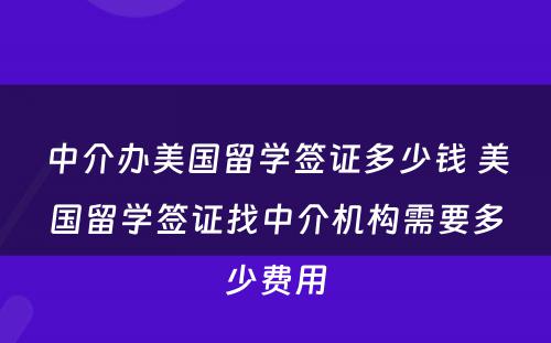 中介办美国留学签证多少钱 美国留学签证找中介机构需要多少费用