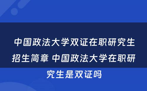 中国政法大学双证在职研究生招生简章 中国政法大学在职研究生是双证吗