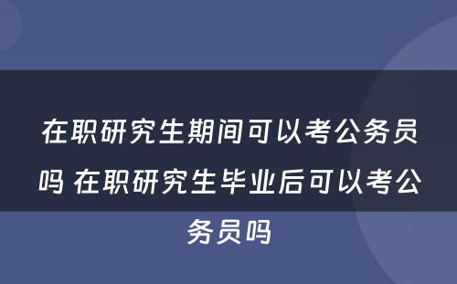 在职研究生期间可以考公务员吗 在职研究生毕业后可以考公务员吗