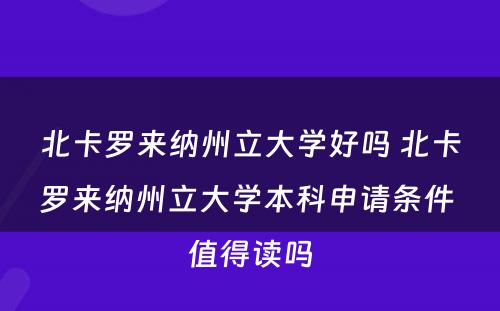 北卡罗来纳州立大学好吗 北卡罗来纳州立大学本科申请条件 值得读吗