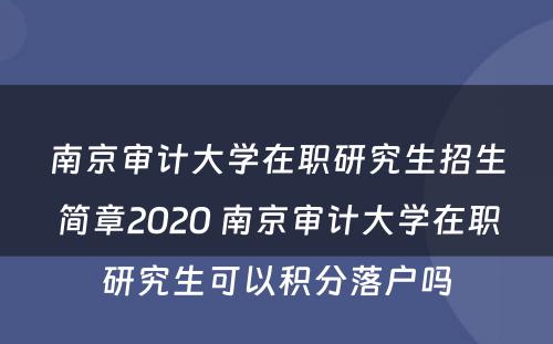 南京审计大学在职研究生招生简章2020 南京审计大学在职研究生可以积分落户吗