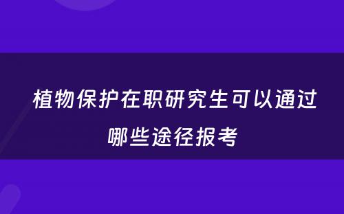  植物保护在职研究生可以通过哪些途径报考