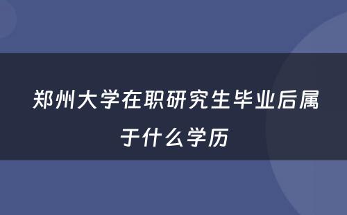  郑州大学在职研究生毕业后属于什么学历