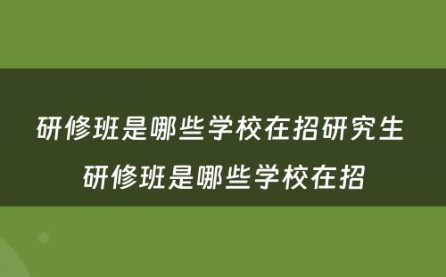 研修班是哪些学校在招研究生 研修班是哪些学校在招