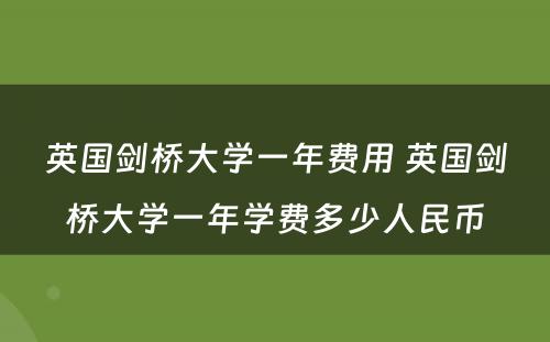 英国剑桥大学一年费用 英国剑桥大学一年学费多少人民币