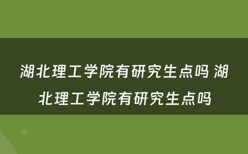 湖北理工学院有研究生点吗 湖北理工学院有研究生点吗