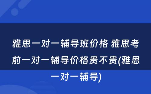 雅思一对一辅导班价格 雅思考前一对一辅导价格贵不贵(雅思一对一辅导)