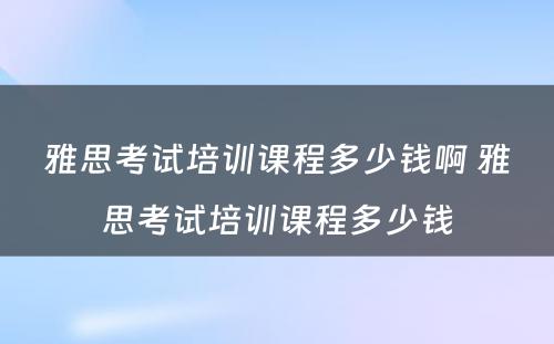 雅思考试培训课程多少钱啊 雅思考试培训课程多少钱