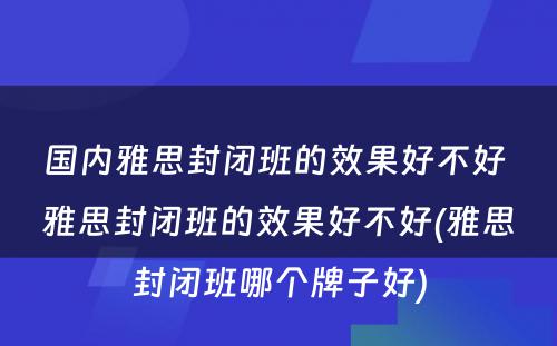 国内雅思封闭班的效果好不好 雅思封闭班的效果好不好(雅思封闭班哪个牌子好)