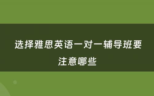  选择雅思英语一对一辅导班要注意哪些