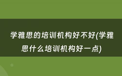  学雅思的培训机构好不好(学雅思什么培训机构好一点)