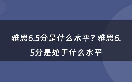 雅思6.5分是什么水平? 雅思6.5分是处于什么水平