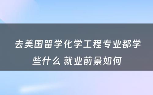  去美国留学化学工程专业都学些什么 就业前景如何