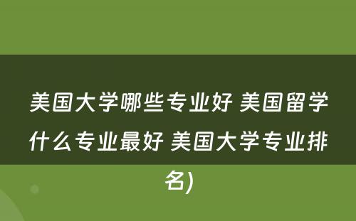 美国大学哪些专业好 美国留学什么专业最好 美国大学专业排名)