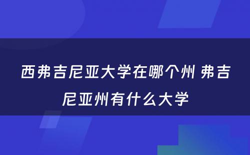 西弗吉尼亚大学在哪个州 弗吉尼亚州有什么大学