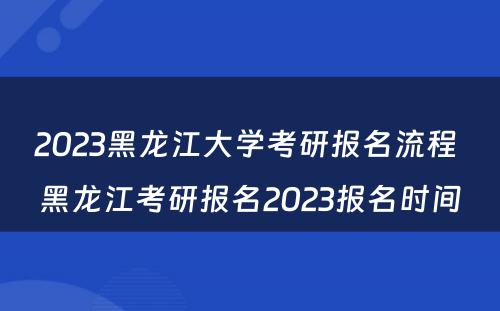 2023黑龙江大学考研报名流程 黑龙江考研报名2023报名时间