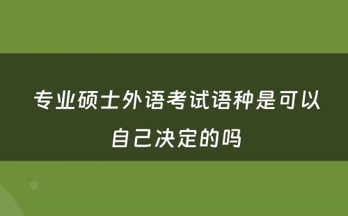  专业硕士外语考试语种是可以自己决定的吗