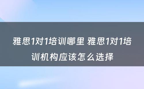 雅思1对1培训哪里 雅思1对1培训机构应该怎么选择