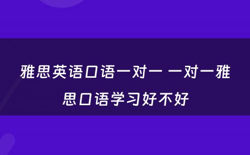 雅思英语口语一对一 一对一雅思口语学习好不好