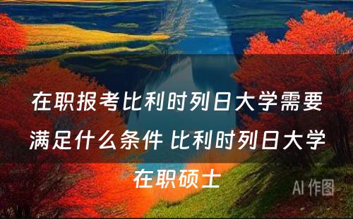 在职报考比利时列日大学需要满足什么条件 比利时列日大学在职硕士