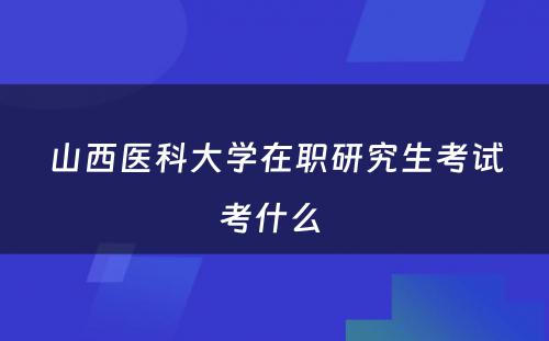 山西医科大学在职研究生考试考什么 