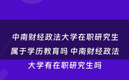 中南财经政法大学在职研究生属于学历教育吗 中南财经政法大学有在职研究生吗