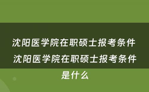 沈阳医学院在职硕士报考条件 沈阳医学院在职硕士报考条件是什么