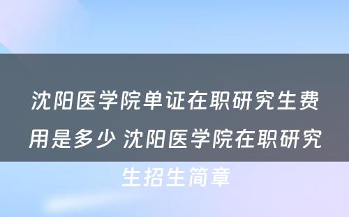 沈阳医学院单证在职研究生费用是多少 沈阳医学院在职研究生招生简章