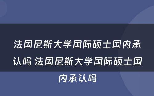 法国尼斯大学国际硕士国内承认吗 法国尼斯大学国际硕士国内承认吗