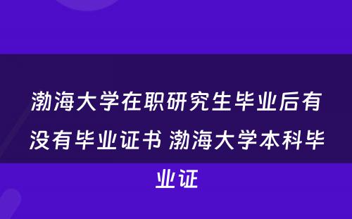 渤海大学在职研究生毕业后有没有毕业证书 渤海大学本科毕业证