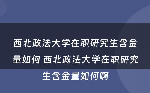 西北政法大学在职研究生含金量如何 西北政法大学在职研究生含金量如何啊