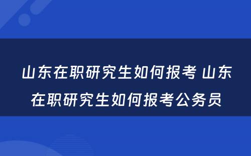 山东在职研究生如何报考 山东在职研究生如何报考公务员